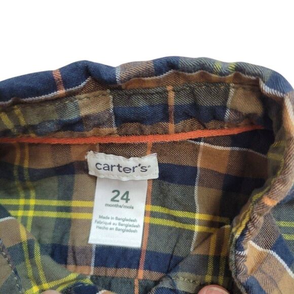 Carter's plaid buttondown shirt 24mo - Picture 2 of 4